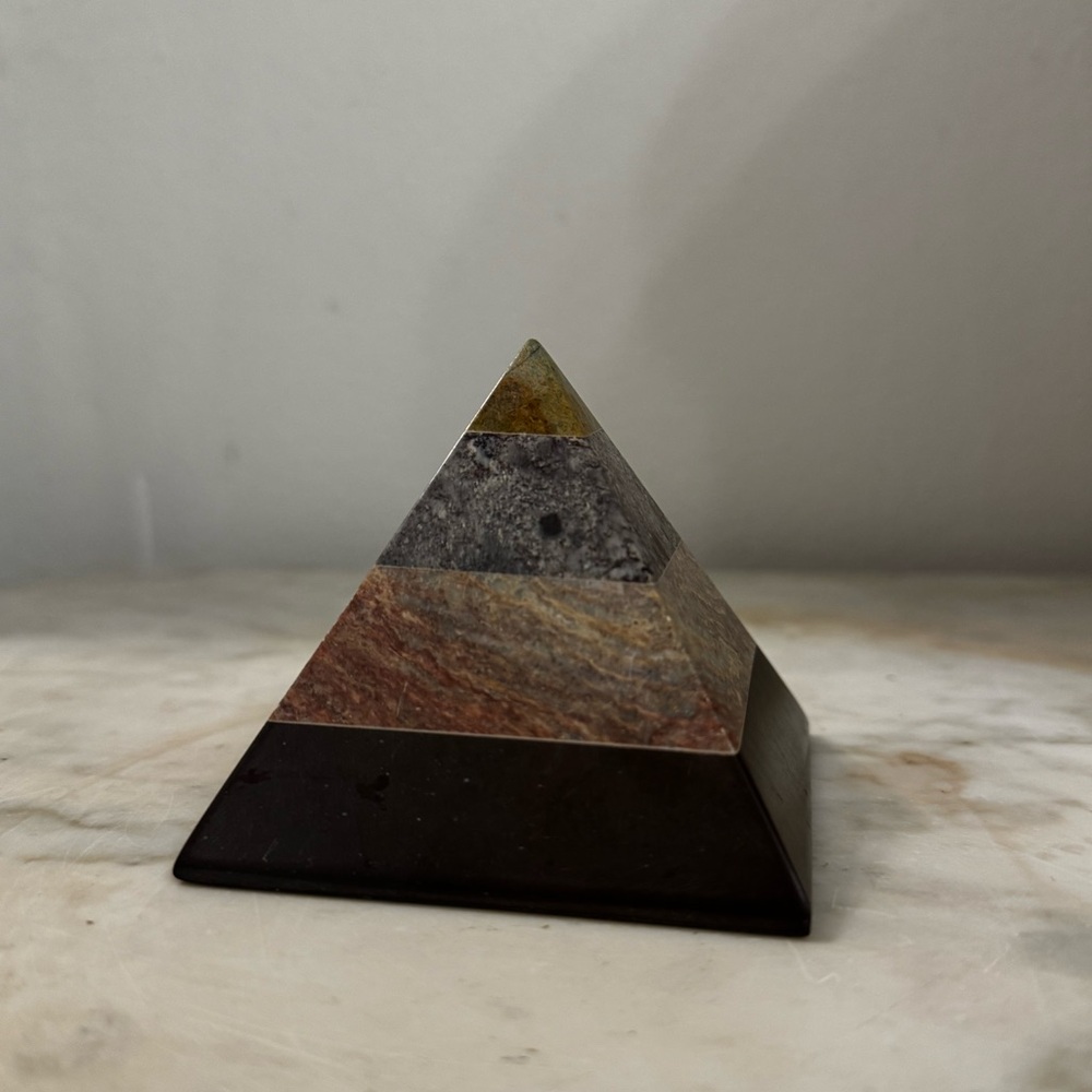 Multi-stone pyramid Antique  StonePaper Weight | Vintage Stone Pyramid pape